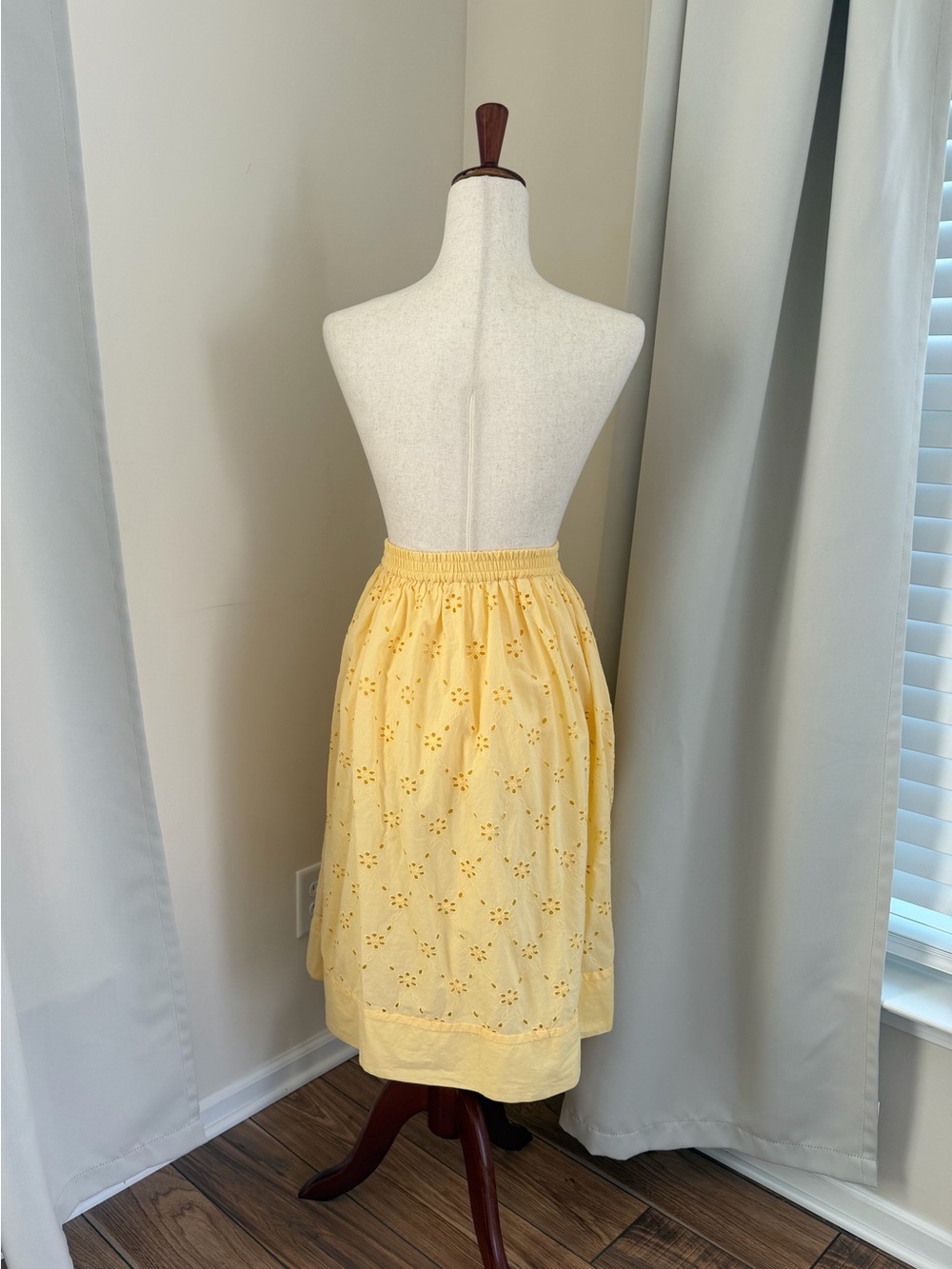 J. Crew Factory Petite Yellow Eyelet Midi Skirt - Picture 9 of 15
